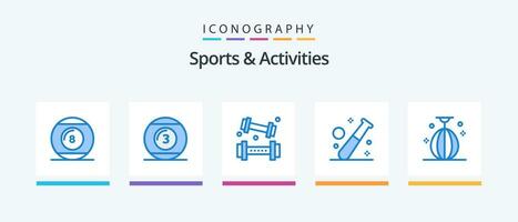 Sports and Activities Blue 5 Icon Pack Including game. ball. play. recreation. game. Creative Icons Design vector