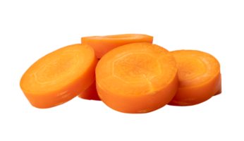Beautiful orange  carrot slices in stack isolated with clipping path in png file format