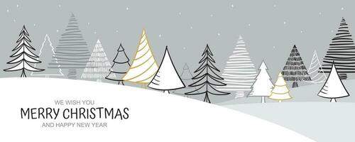 Christmas winter landscape background with Christmas tree illustration vector