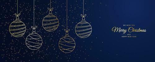 Christmas background with hanging Christmas ball decorations vector