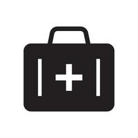 First aid box icon. First aid kit, Medical care bag icon symbol. Vector illustration.