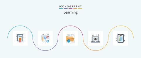 Learning Flat 5 Icon Pack Including checklist. tutorial. e-learning. learning. online vector