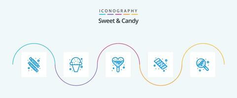 Sweet And Candy Blue 5 Icon Pack Including sweets. lollipop. ice cream. candy. candy vector