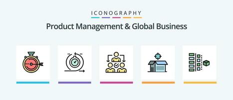 Product Managment And Global Business Line Filled 5 Icon Pack Including delegating. assignment. sdk. product. iteration. Creative Icons Design vector