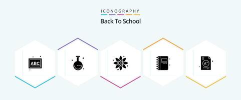 Back To School 25 Glyph icon pack including education. a. back to school. open book. bookmark vector
