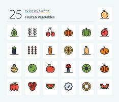 Fruits  Vegetables 25 Line Filled icon pack including delicious. orange. vegetables. fruit. peppers vector