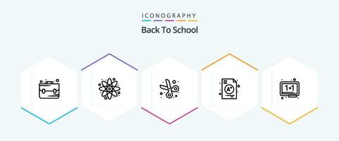 Back To School 25 Line icon pack including eraser. board. cut. school. a vector