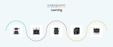 aprendizaje glifo 5 5 icono paquete incluso física fórmula. tablero. móvil. conocimiento. un vector