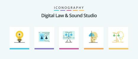 Digital Law And Sound Studio Flat 5 Icon Pack Including habit. addiction. digital. borrowing ideas. tecnology. Creative Icons Design vector