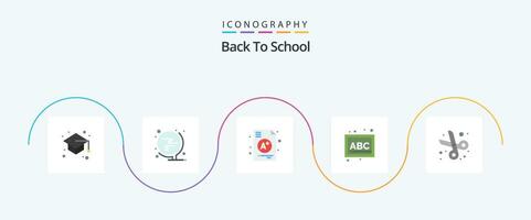 Back To School Flat 5 Icon Pack Including cut. school. a. preschool. abc vector