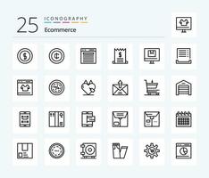 Ecommerce 25 Line icon pack including online. delivery. website. commerce. sale vector