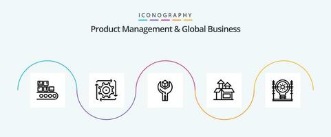 Product Managment And Global Business Line 5 Icon Pack Including performance. -management. flow. service. product vector