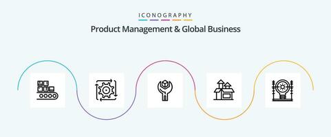 Product Managment And Global Business Line 5 Icon Pack Including performance. -management. flow. service. product vector