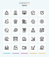 Creative Sports 25 OutLine icon pack  Such As bowler. ball. clothing. net. court vector