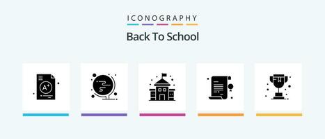 Back To School Glyph 5 Icon Pack Including trophy. online. building. star. certificate. Creative Icons Design vector