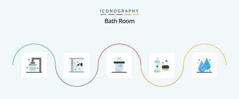 Bath Room Flat 5 Icon Pack Including . liquid. bath. humidity. shower vector