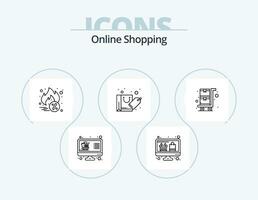 en línea compras línea icono paquete 5 5 icono diseño. favorito. en línea almacenar. soltar expedidor. web. en línea vector