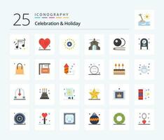 Celebration  Holiday 25 Flat Color icon pack including holiday. church. love. celebration. holiday vector