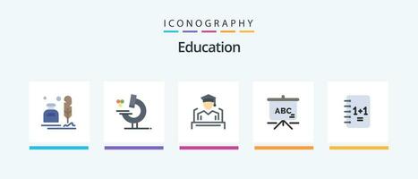 Education Flat 5 Icon Pack Including notebook. schoolbag. science. education. speech. Creative Icons Design vector