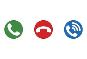 Phone icons set. Vector illustration. Flat design style. Isolated on white background. UI graphic design for icon pick up, hang up and ring phone. mobile phone interface