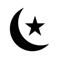 creciente Luna y estrella icono en blanco antecedentes. creciente Luna Ramadán kareem silueta estilo icono vector ilustración diseño. religión elemento diseño