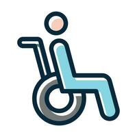 Disabled Person Vector Thick Line Filled Dark Colors Icons For Personal And Commercial Use.