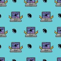 pixel art of broken laptop seamless pattern vector