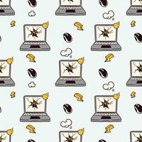 vintage broken computer cartoon seamless pattern vector