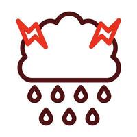 Heavy Rain Vector Thick Line Two Color Icons For Personal And Commercial Use.