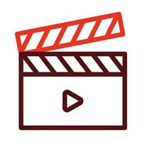Clapperboard Vector Thick Line Two Color Icons For Personal And Commercial Use.
