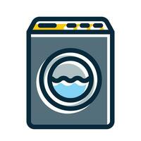 Washing Machine Vector Thick Line Filled Dark Colors Icons For Personal And Commercial Use.