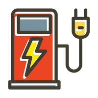 Electric Charge Vector Thick Line Filled Dark Colors Icons For Personal And Commercial Use.