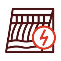 Hydroelectricity Vector Thick Line Two Color Icons For Personal And Commercial Use.