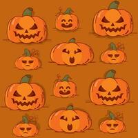 Halloween pumpkin pattern background Vector illustration