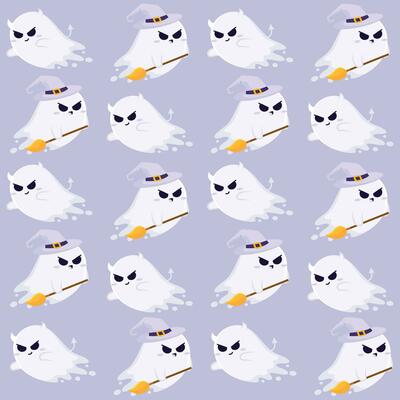 Halloween ghost character pattern background Vector illustration