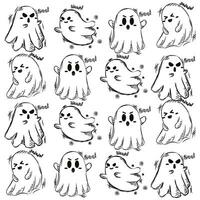 Halloween ghost character pattern background Vector illustration