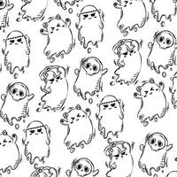 Halloween ghost character pattern background Vector illustration