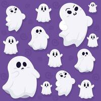 Halloween ghost character pattern background Vector illustration