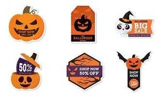 Set of halloween discount stickers Vector illustration