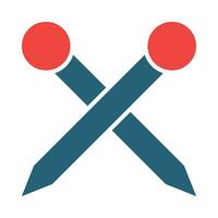 Knitting Needles Vector Glyph Two Color Icon For Personal And Commercial Use.