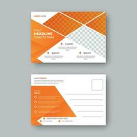 Creative Modern Business Post Card Design Layout in Orange Color. vector