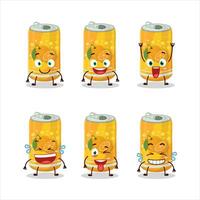 dibujos animados personaje de naranja soda lata con sonrisa expresión vector