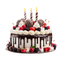 ai generative Birthday cake isolated on transparent background png