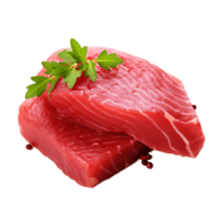 ai generativ roh Thunfisch Steak isoliert auf transparent Hintergrund png