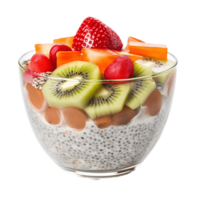 ai generative Chia pudding with fruits isolated on transparent background png