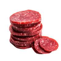 ai generatief chorizo, salami plakjes geïsoleerd Aan transparant achtergrond png