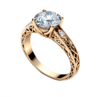 ai generative Engagement ring with diamond isolated on transparent background png