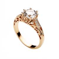 ai generative Engagement ring with diamond isolated on transparent background png