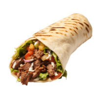 ai generative Shawrma, sandwitch, wrap isolated on transparent background png