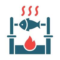 Fish Cooking Vector Glyph Two Color Icon For Personal And Commercial Use.